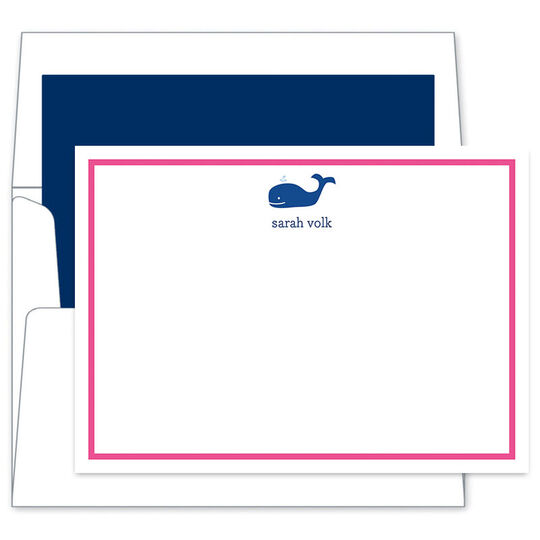 Navy Whale Flat Note Cards